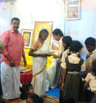 School children visiting Sree Poornathrayesa Vridhasadanam at Kochi
